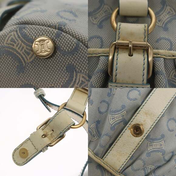 CELINE C Macadam Canvas Shoulder Bag Light Blue - Picture 11 of 13